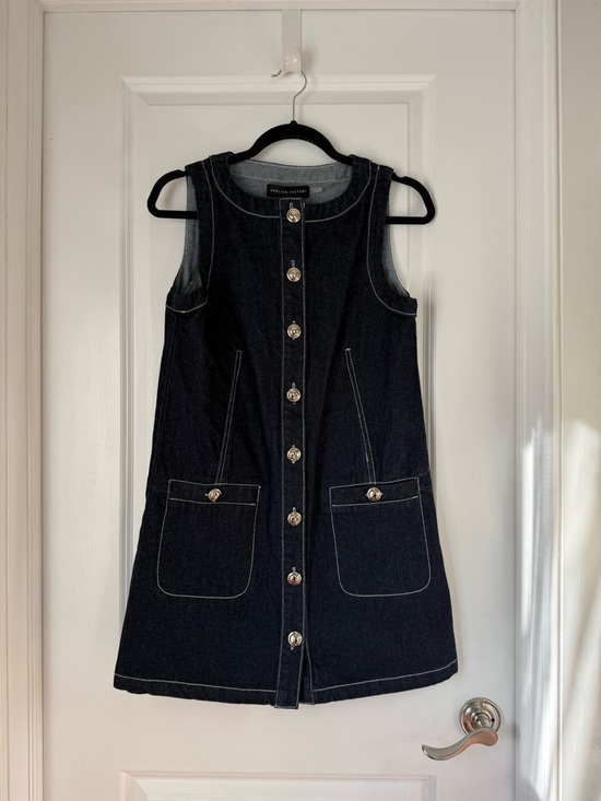 English Factory Dresses & Skirts - English Factory Classic Blue Denim Button-Front Dress with Contrast Stitching